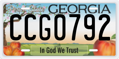 GA license plate CCG0792