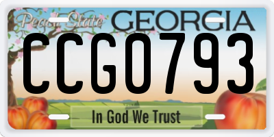 GA license plate CCG0793