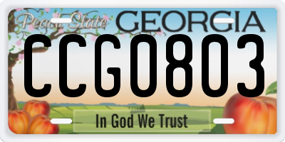GA license plate CCG0803