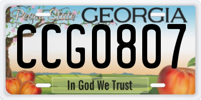 GA license plate CCG0807