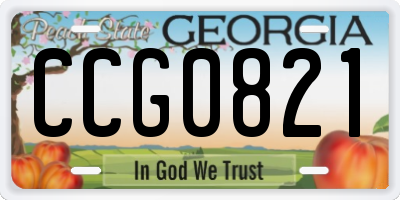 GA license plate CCG0821