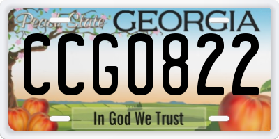 GA license plate CCG0822