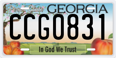 GA license plate CCG0831