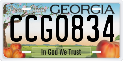 GA license plate CCG0834