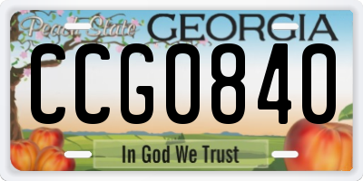 GA license plate CCG0840