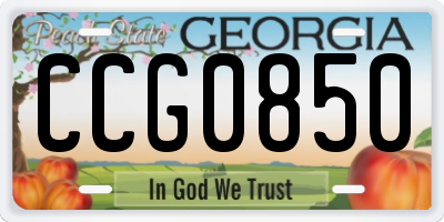 GA license plate CCG0850