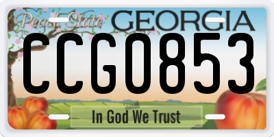 GA license plate CCG0853