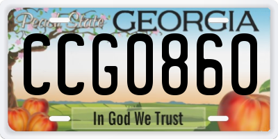 GA license plate CCG0860
