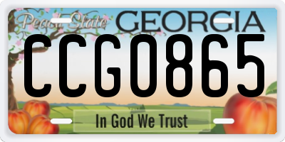 GA license plate CCG0865