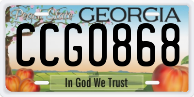 GA license plate CCG0868