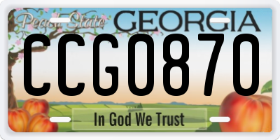 GA license plate CCG0870