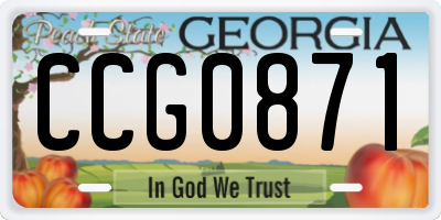 GA license plate CCG0871