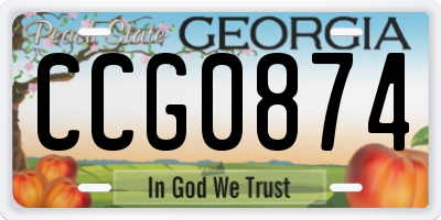 GA license plate CCG0874