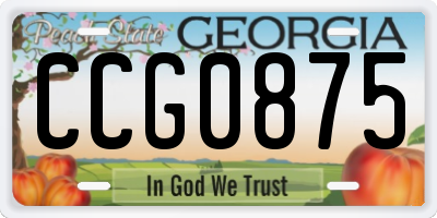 GA license plate CCG0875