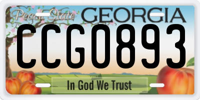 GA license plate CCG0893