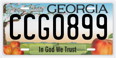 GA license plate CCG0899