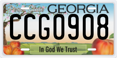 GA license plate CCG0908