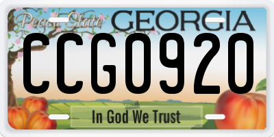 GA license plate CCG0920