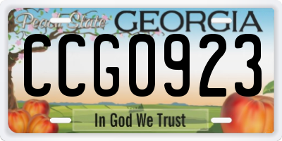 GA license plate CCG0923