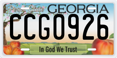 GA license plate CCG0926
