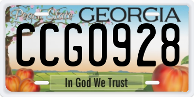 GA license plate CCG0928