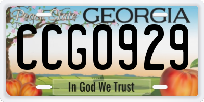 GA license plate CCG0929