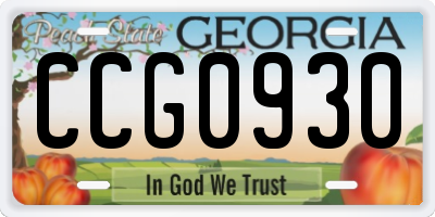 GA license plate CCG0930