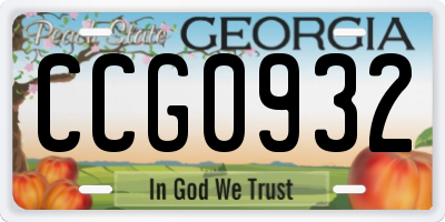 GA license plate CCG0932