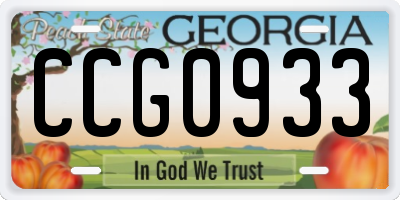 GA license plate CCG0933