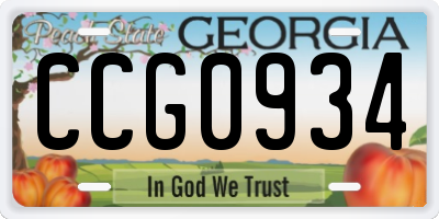 GA license plate CCG0934