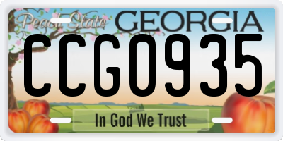 GA license plate CCG0935