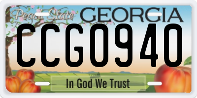GA license plate CCG0940