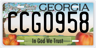 GA license plate CCG0958