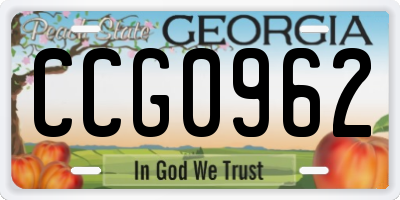 GA license plate CCG0962