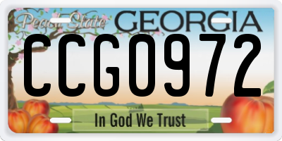 GA license plate CCG0972
