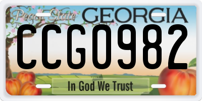 GA license plate CCG0982