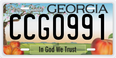 GA license plate CCG0991
