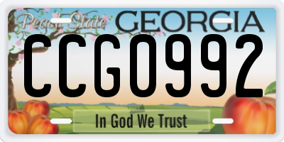 GA license plate CCG0992