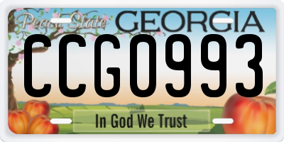GA license plate CCG0993