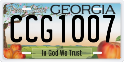 GA license plate CCG1007