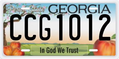 GA license plate CCG1012