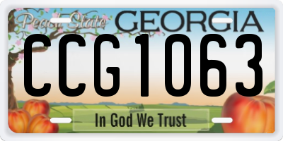 GA license plate CCG1063