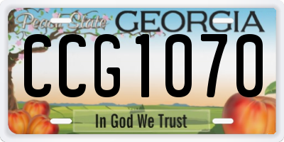 GA license plate CCG1070