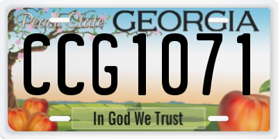 GA license plate CCG1071
