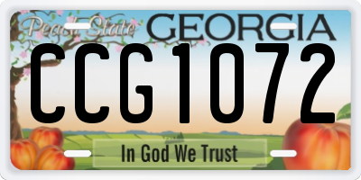 GA license plate CCG1072