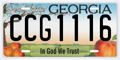 GA license plate CCG1116
