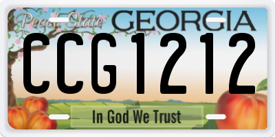GA license plate CCG1212