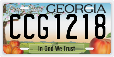 GA license plate CCG1218