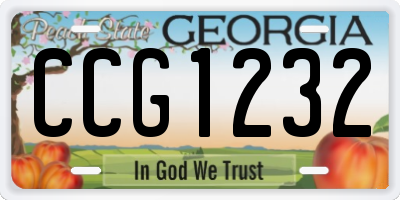 GA license plate CCG1232