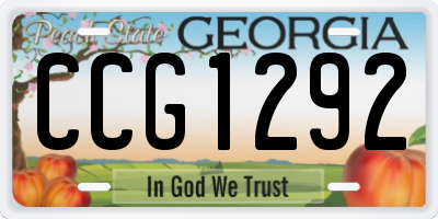 GA license plate CCG1292